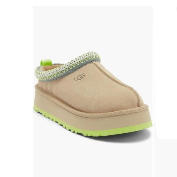 UGG Tazz Platform Slipper Mustard Seed/Vibrant Green 8 - Picture 1 of 15